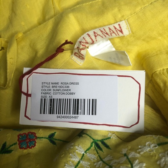 FINAL DAY Last Chance NWT Banjanan Swiss Dot Sunflower Maxi Dress xs - Picture 8 of 8